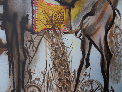 Salvador DALI : Les Chevaux - Le Cheval de Troie, Lithographie signée