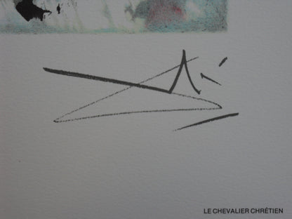 Salvador DALI : Les Chevaux - Le Chevalier Chrétien, Lithographie signée