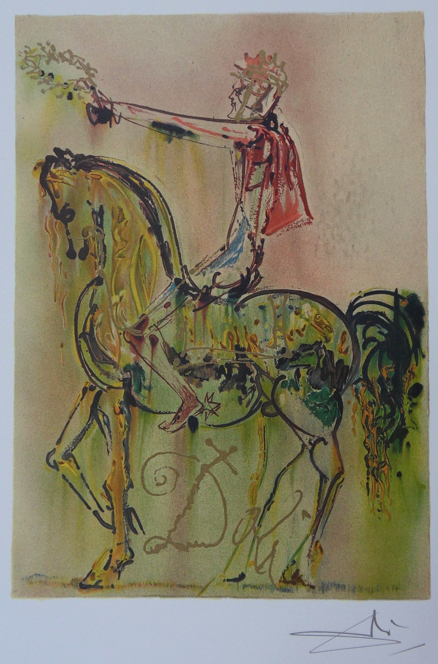 Salvador DALI : Les Chevaux - Le Chevalier Romain, Lithographie signée