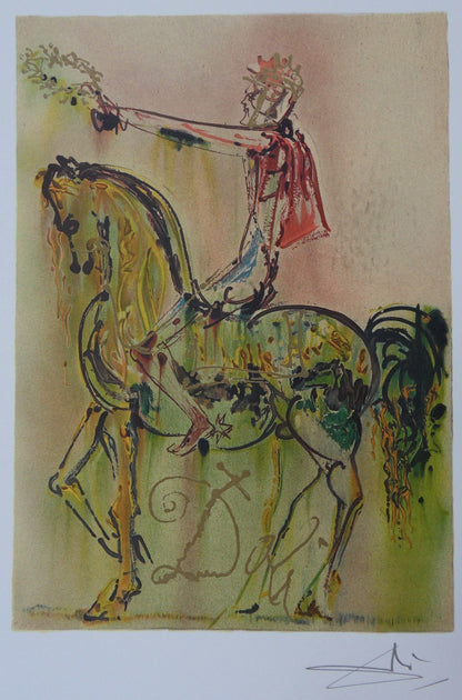 Salvador DALI : Les Chevaux - Le Chevalier Romain, Lithographie signée