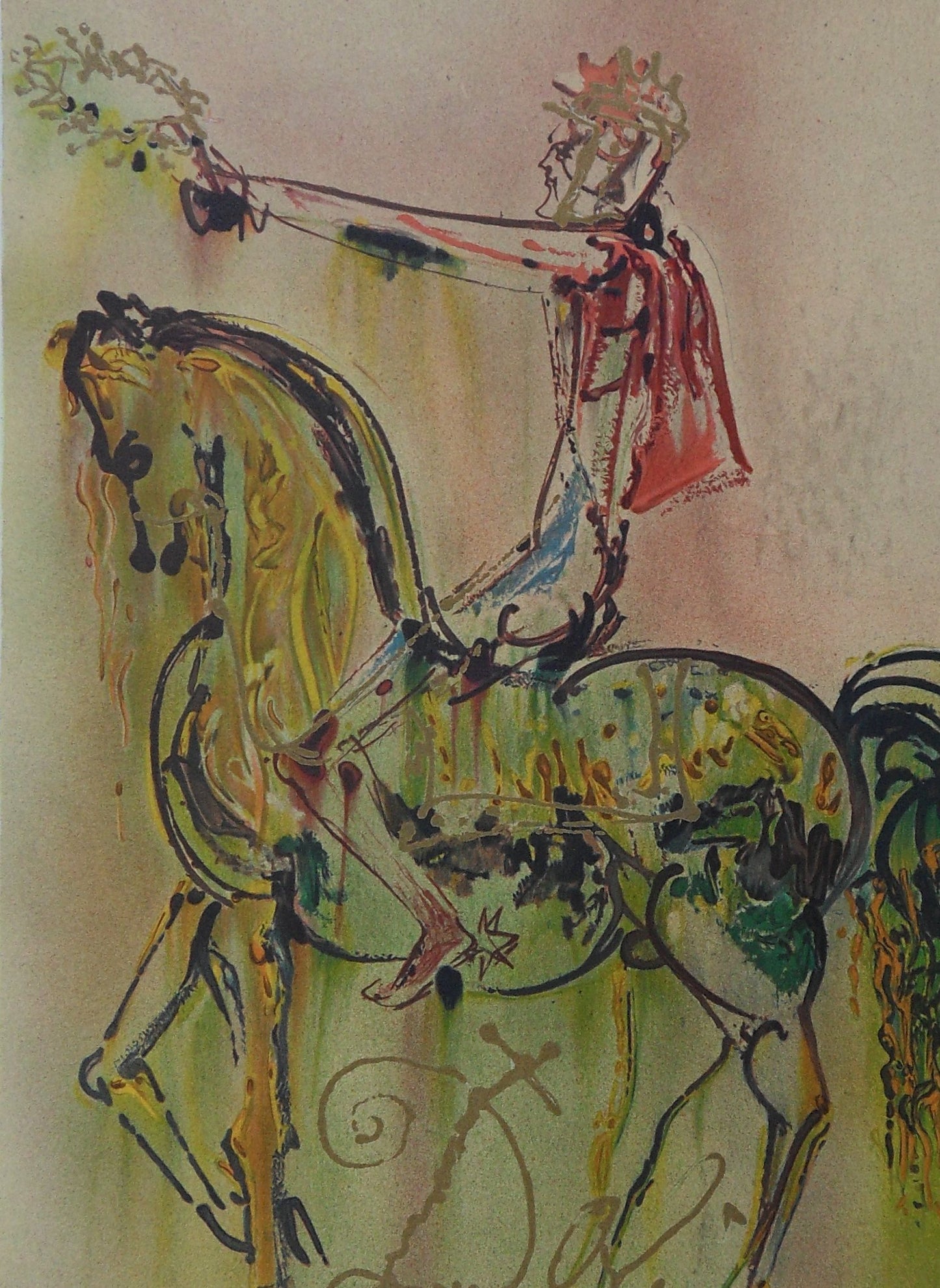 Salvador DALI : Les Chevaux - Le Chevalier Romain, Lithographie signée