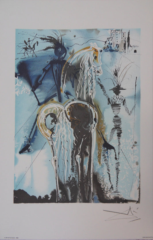 Salvador DALI : Les Chevaux - Don Quichotte, Lithographie signée