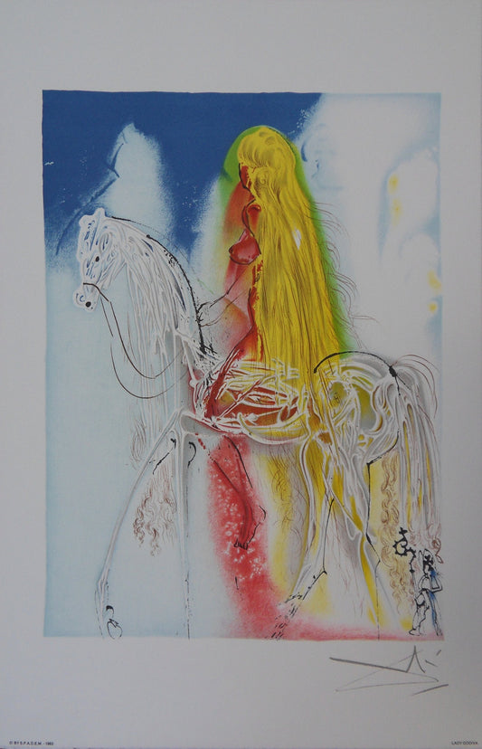 Salvador DALI : Les Chevaux - Lady Godiva, Lithographie signée