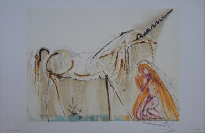Salvador DALI : Les Chevaux - La Licorne, Lithographie signée