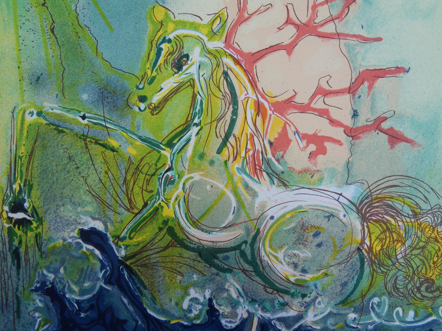 Salvador DALI : Les Chevaux - Neptune, Lithographie signée