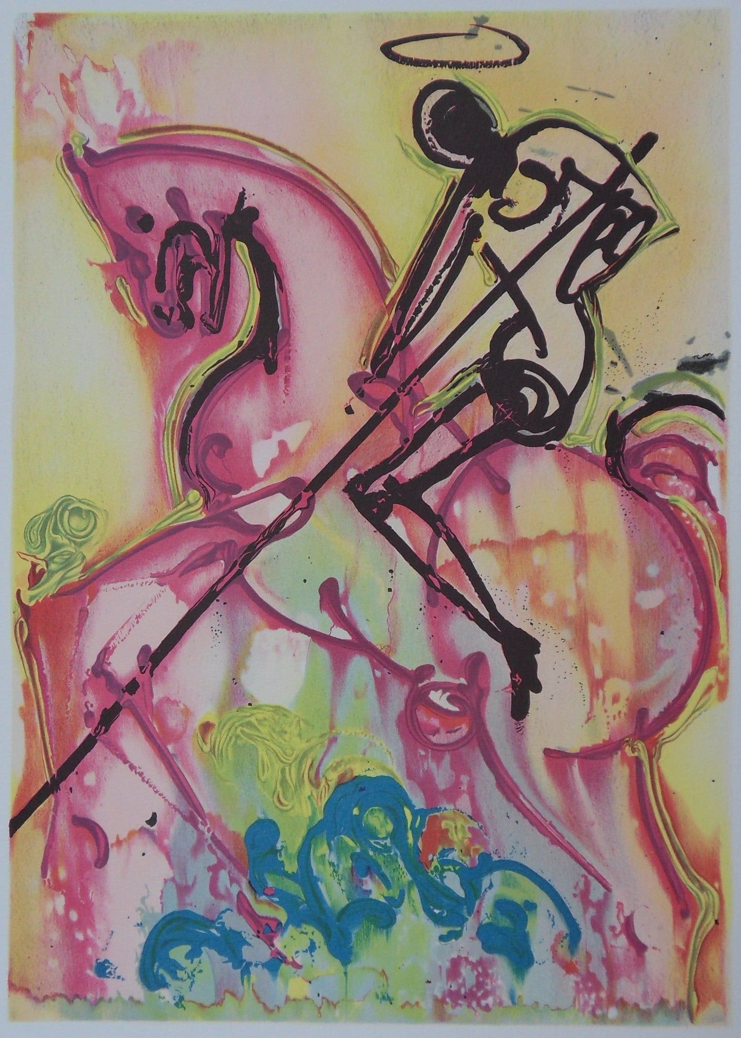 Salvador DALI : Les Chevaux - Saint-Georges, Lithographie signée