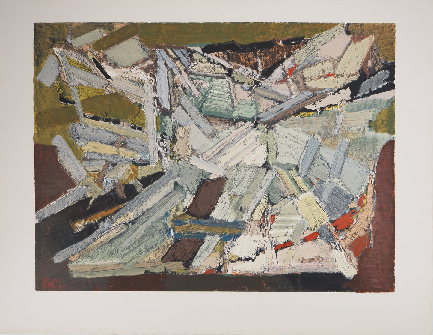 Nicolas DE STAEL : Composition abstraite - Lithographie en couleurs