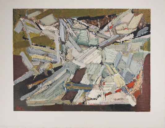 Nicolas DE STAEL : Composition abstraite - Lithographie en couleurs