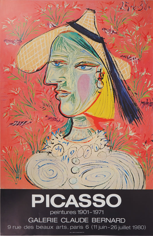 Pablo PICASSO : Femme au chapeau - Affiche originale en couleurs