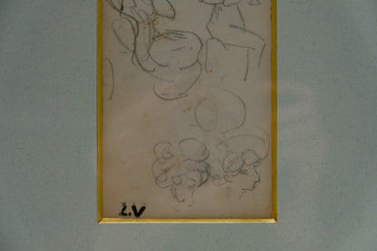 Louis VALTAT : Etudes de têtes - Dessin original signé
