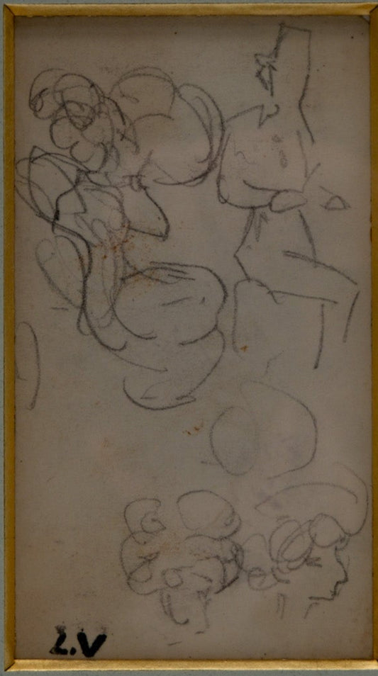 Louis VALTAT : Etudes de têtes - Dessin original signé