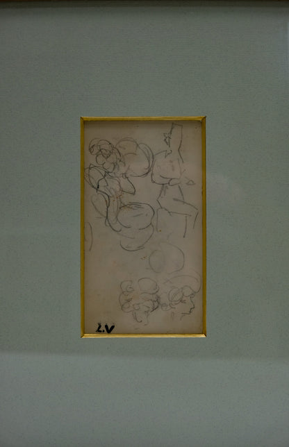 Louis VALTAT : Etudes de têtes - Dessin original signé