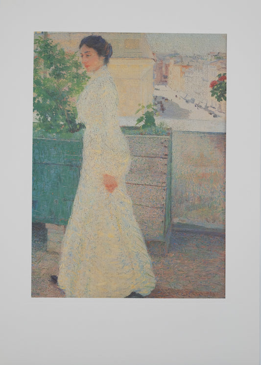 Giacomo BALLA : Femme à  la robe blanche - Lithographie signée