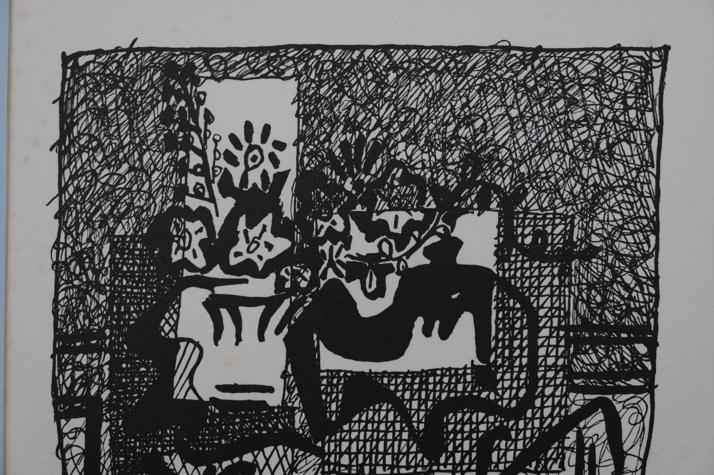 Pablo PICASSO : Nature morte au vase de fleurs - Bois gravé original