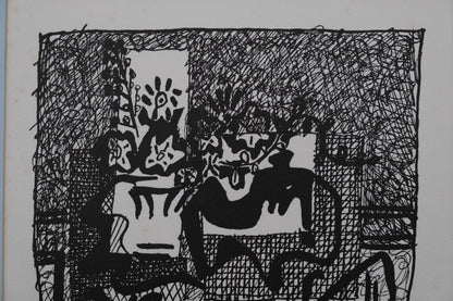 Pablo PICASSO : Nature morte au vase de fleurs - Bois gravé original