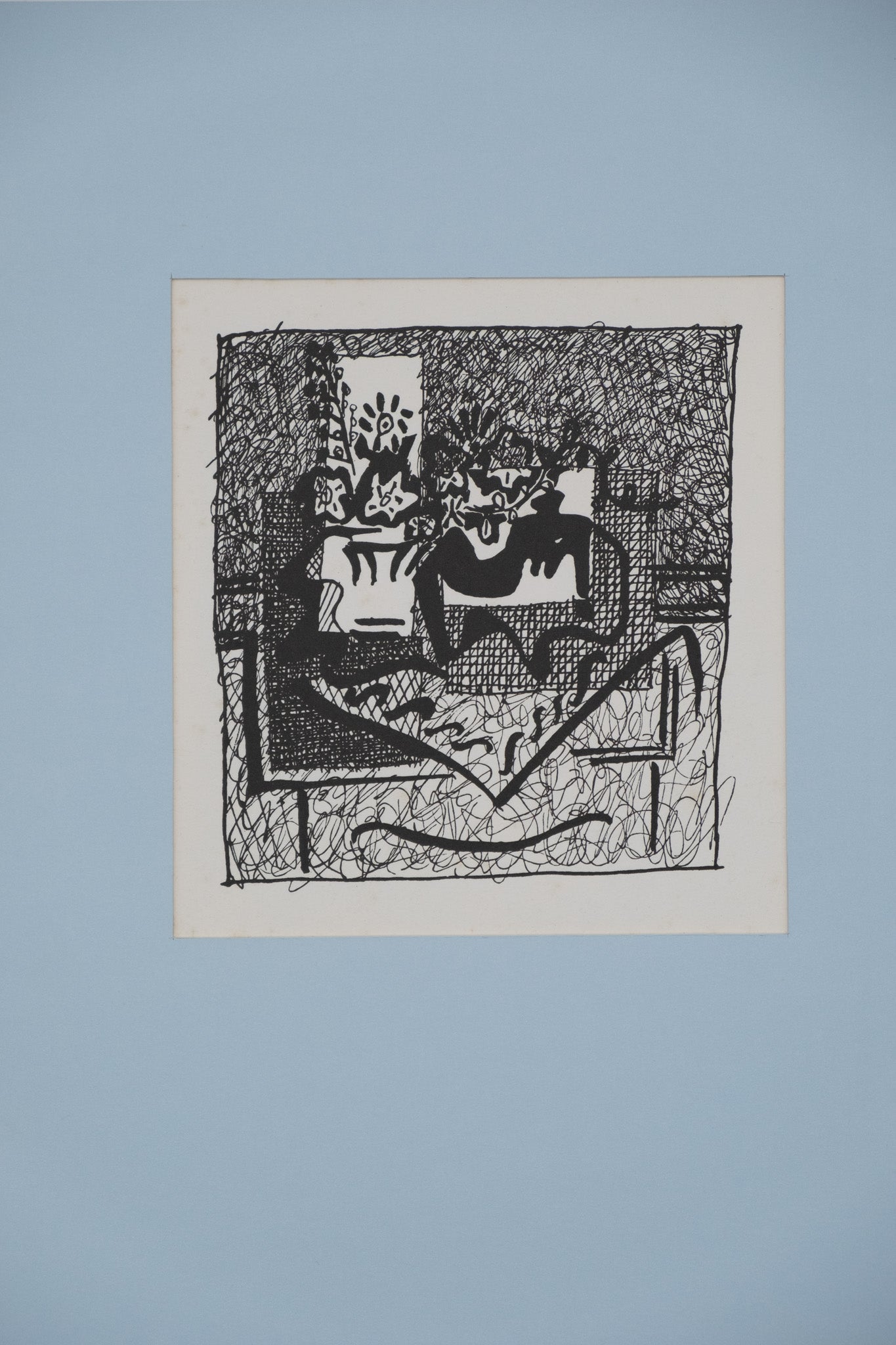 Pablo PICASSO : Nature morte au vase de fleurs - Bois gravé original