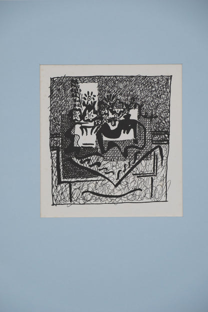 Pablo PICASSO : Nature morte au vase de fleurs - Bois gravé original