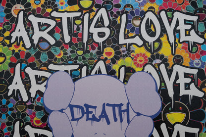 DEATH NYC : Kaws with Nara's skateboard - Sérigraphie originale signée