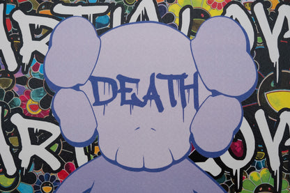 DEATH NYC : Kaws with Nara's skateboard - Sérigraphie originale signée