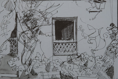 Camille HILAIRE :  Façade d'une maison - Lithographie signée