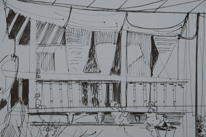 Camille HILAIRE :  Façade d'une maison - Lithographie signée