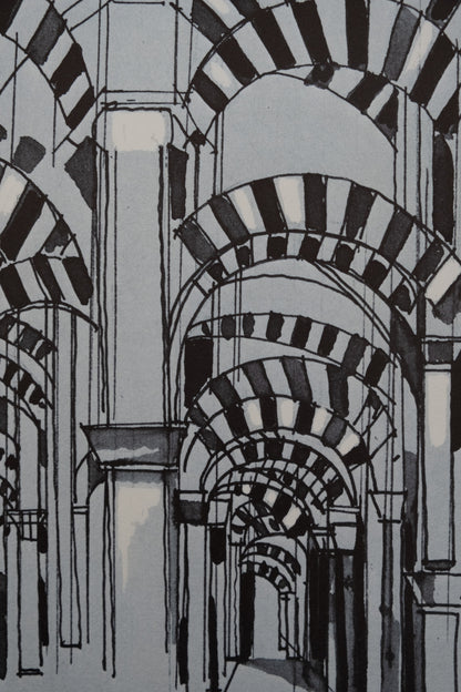 Camille HILAIRE : Mosquée cathédrale de Cordoue - Lithographie signée