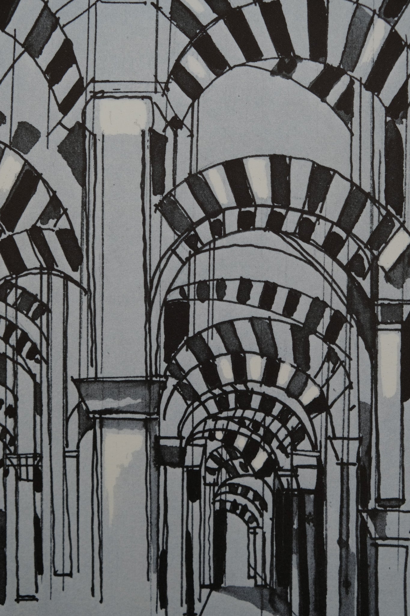 Camille HILAIRE : Mosquée cathédrale de Cordoue - Lithographie signée