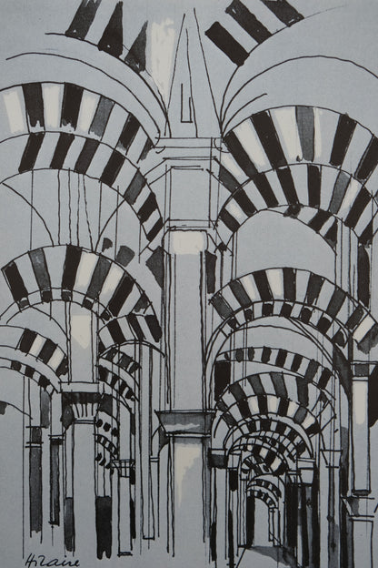 Camille HILAIRE : Mosquée cathédrale de Cordoue - Lithographie signée