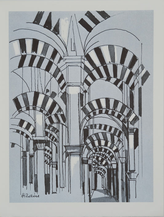 Camille HILAIRE : Mosquée cathédrale de Cordoue - Lithographie signée