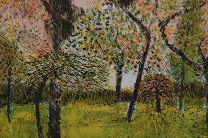 Guy BARDONE : Jardin en fleurs  - Lithographie originale signée