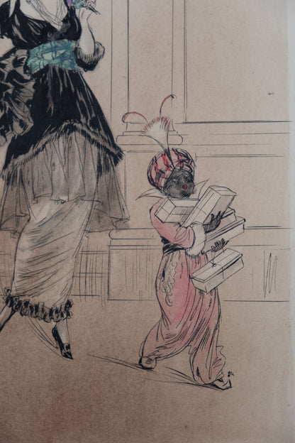 Louis ICART : Élégante - Aquarelle originale signée
