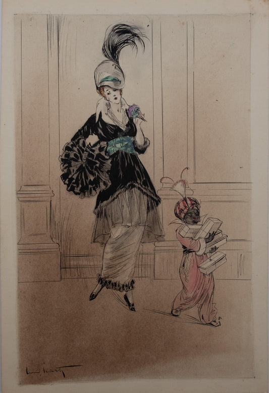 Louis ICART : Élégante - Aquarelle originale signée