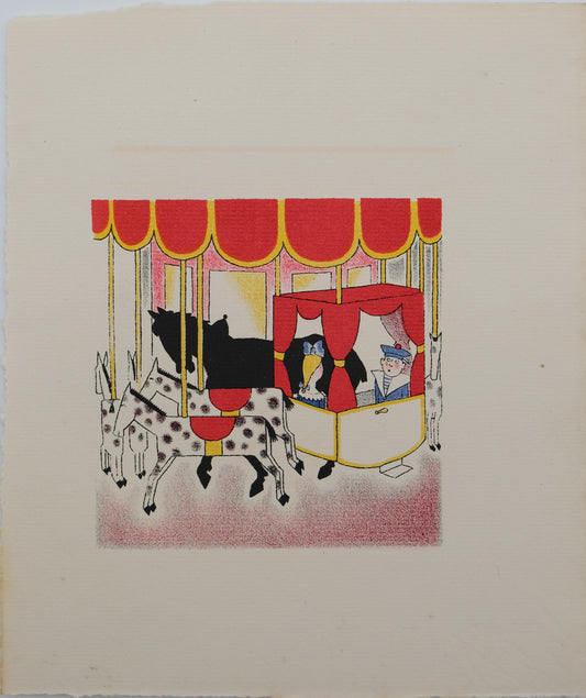 Lucien BOUCHER : Le carrousel - Lithographie originale