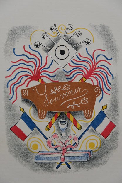 Lucien BOUCHER : Le cadeau souvenir - Lithographie originale