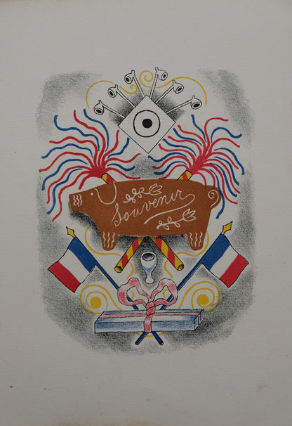Lucien BOUCHER : Le cadeau souvenir - Lithographie originale