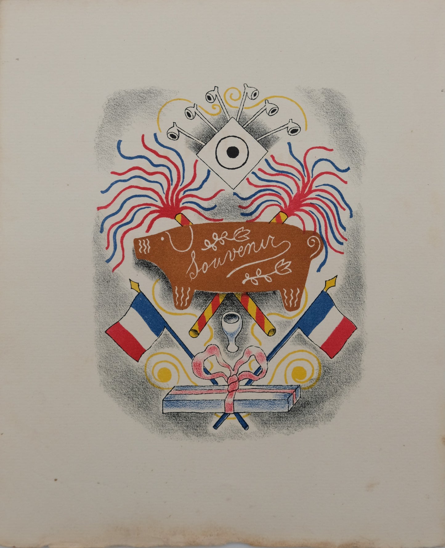 Lucien BOUCHER : Le cadeau souvenir - Lithographie originale