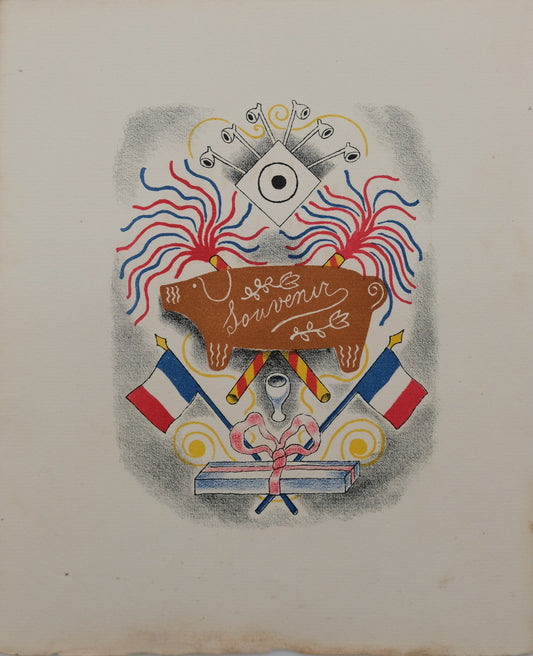 Lucien BOUCHER : Le cadeau souvenir - Lithographie originale