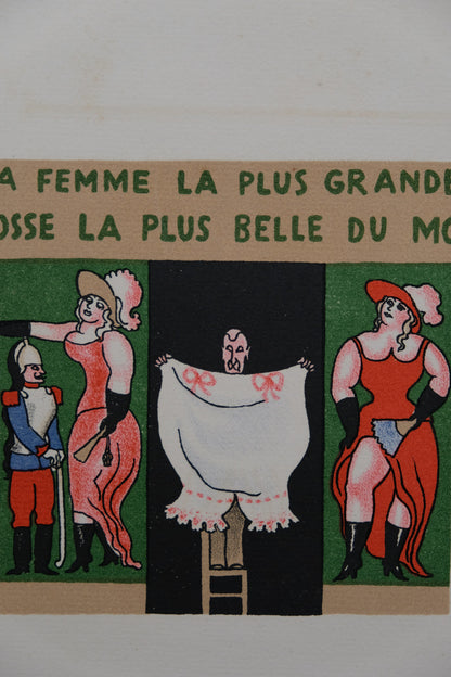 Lucien BOUCHER : La femme la plus grande du monde - Lithographie originale