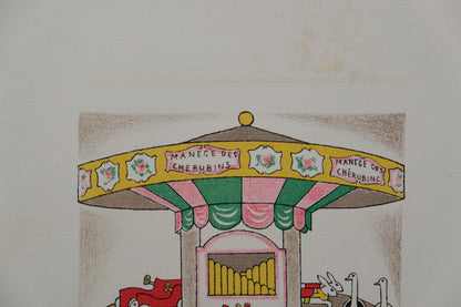 Lucien BOUCHER : Le manège des Chérubins - Lithographie originale