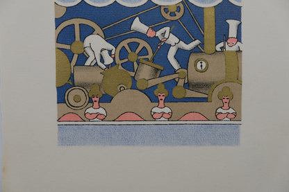 Lucien BOUCHER : Le train à vapeur - Lithographie originale