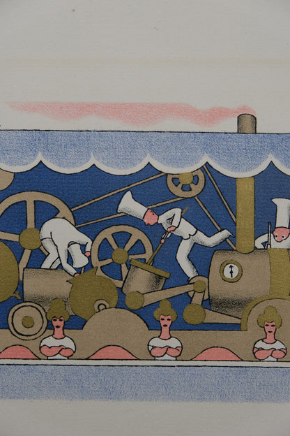 Lucien BOUCHER : Le train à vapeur - Lithographie originale