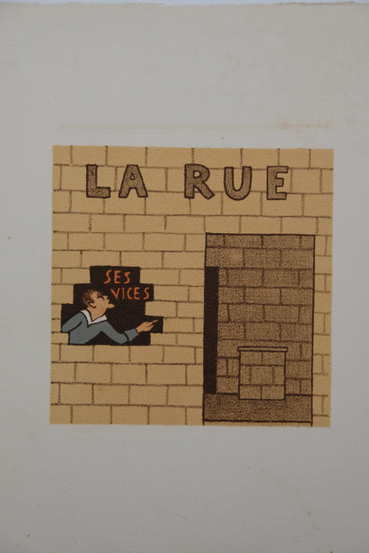 Lucien BOUCHER : La rue - Lithographie originale