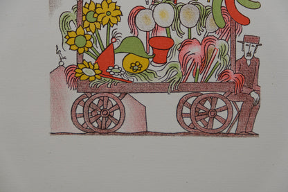 Lucien BOUCHER : Le vendeur ambulant - Lithographie originale