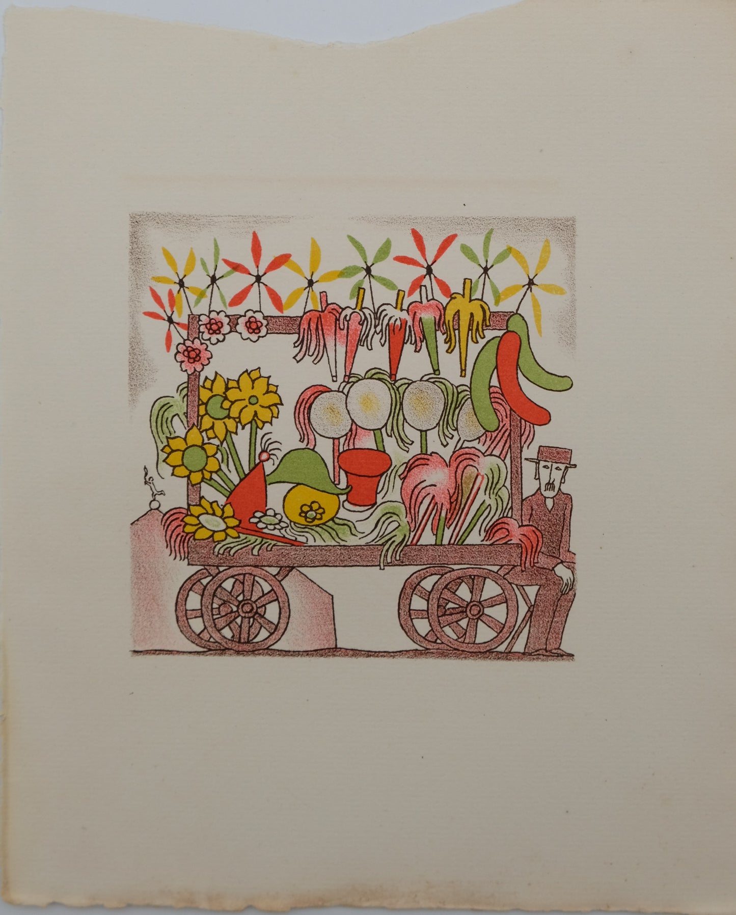 Lucien BOUCHER : Le vendeur ambulant - Lithographie originale