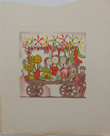 Lucien BOUCHER : Le vendeur ambulant - Lithographie originale