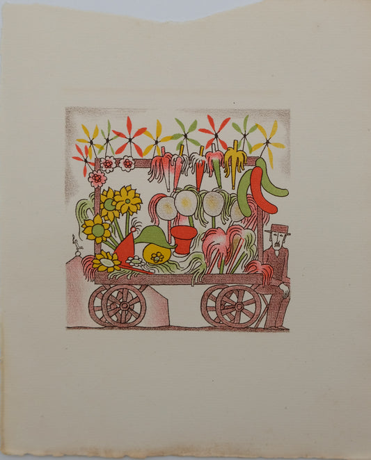 Lucien BOUCHER : Le vendeur ambulant - Lithographie originale