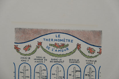 Lucien BOUCHER : Le thermomètre de l'amour - Lithographie originale
