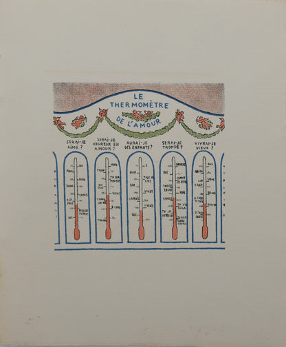 Lucien BOUCHER : Le thermomètre de l'amour - Lithographie originale