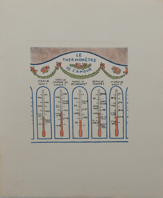 Lucien BOUCHER : Le thermomètre de l'amour - Lithographie originale