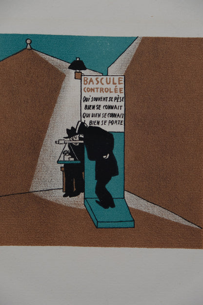Lucien BOUCHER : La Bascule contrôlée - Lithographie originale